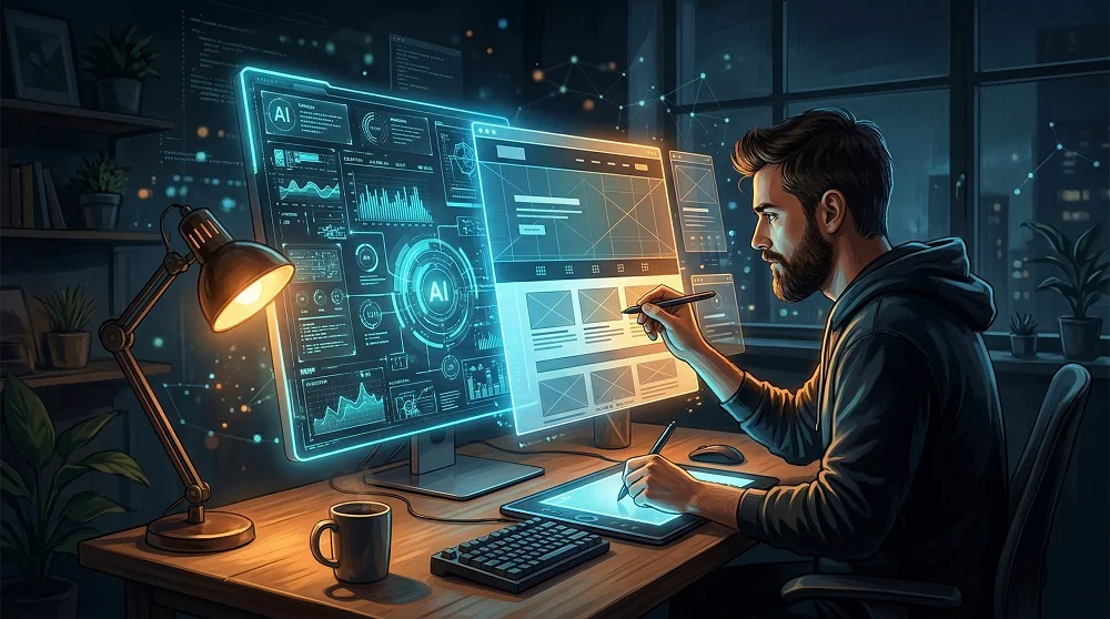 Human and AI collaboration in web design workflow