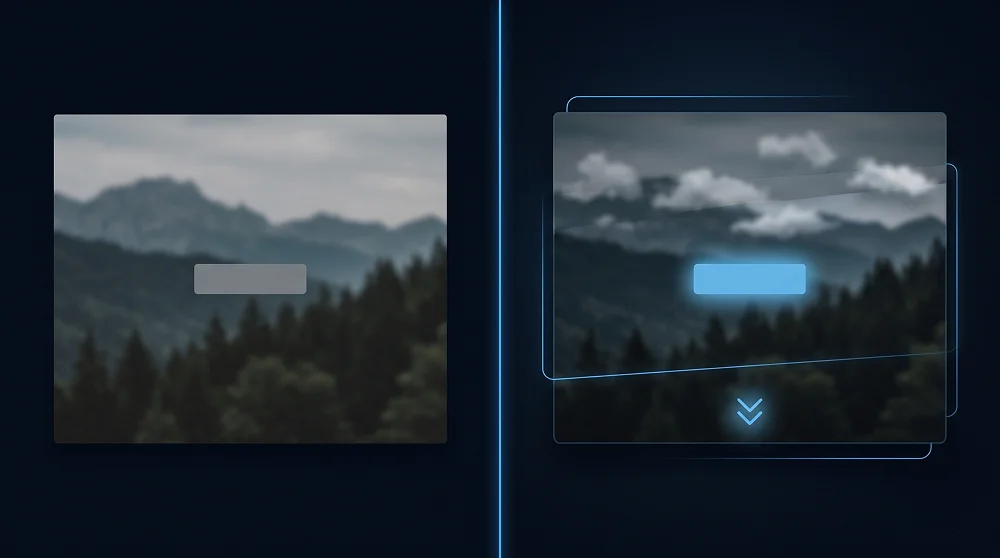 Static versus animated micro-interaction UI comparison showing the premium feel difference